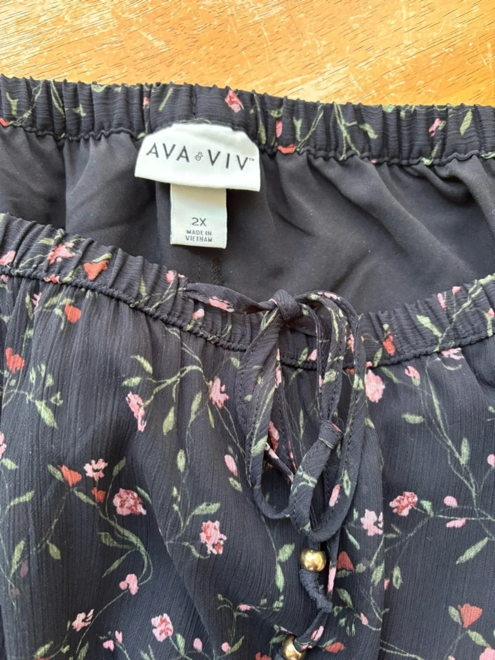 Ava & Viv Black Floral Tiered Maxi Skirt with Drawstring - Picture 3 of 7